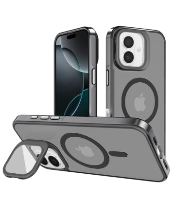 Slim Transparent MagSafe Armor Case With Protective Camera Stand For iPhone 17 - Gray