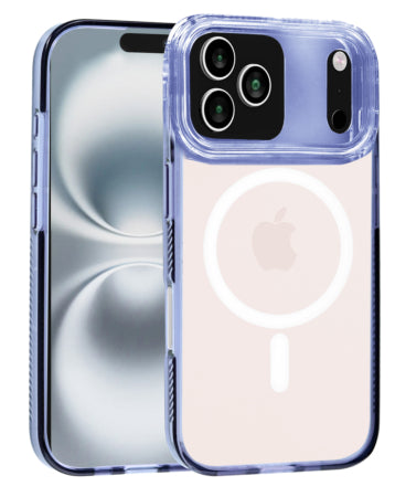 Hybrid MagSafe Case for iPhone – Frosted Clear Back with Anti-Slip Textured Grip and Reinforced Camera Protection (Purple)