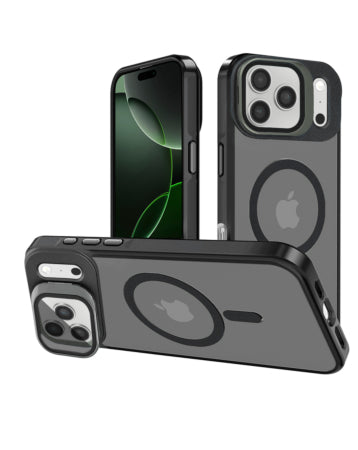 Slim Transparent MagSafe Armor Case With Protective Camera Stand For iPhone 17 Pro - Black