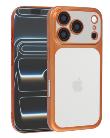 Frosted Transparent Matte Case with Lens Protection For iPhone 17 Pro - Cosmic Orange