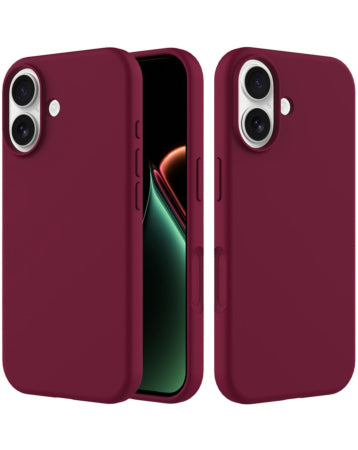 Velvet Touch Silicone Armor – Deep Maroon Impact Case with Precision Guard For iPhone 17