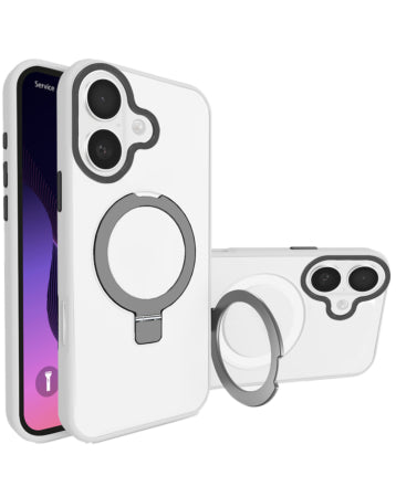 Shockproof Translucent Matte Slim Ring Holder Magnetic Case - Military Grade For iPhone 17 - Clear