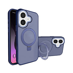 Shockproof Translucent Matte Slim Ring Holder Magnetic Case - Military Grade For iPhone 17 - Deep Blue