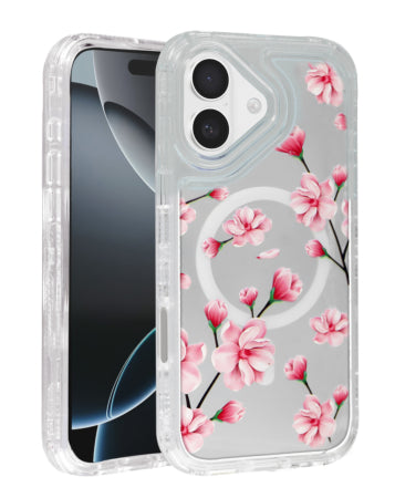 Flower Design Transparent Case with Wireless Charger For iPhone 17