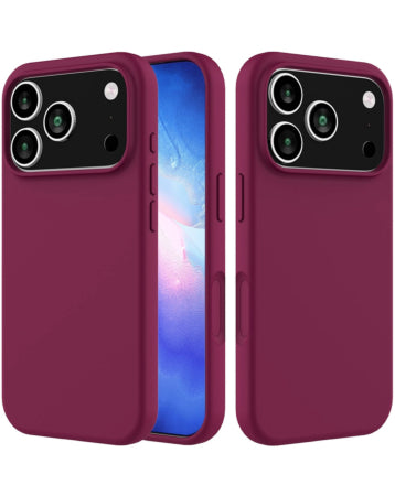 Velvet Touch Silicone Armor – Deep Maroon Impact Case with Precision Guard For iPhone 17 Pro