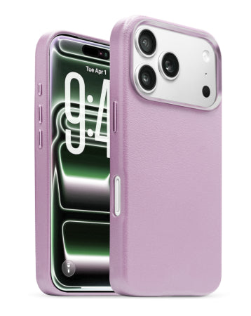 Lilac Leather Luxury Case – Elegant Vegan Leather Protection with Metallic Accents For iPhone 17 Pro