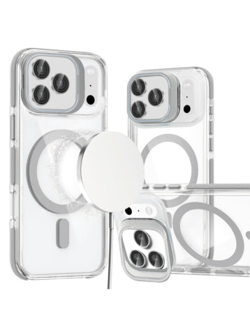 Thin Clear MagSafe Armor Case With Camera Kickstand For 17 Pro - Clear