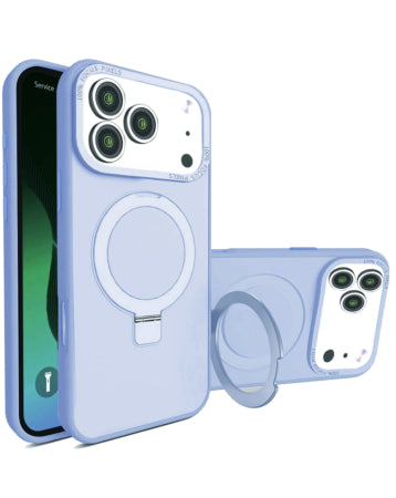 Shockproof Translucent Matte Slim Ring Holder Magnetic Case - Military Grade For iPhone 17 Pro Max - Blue