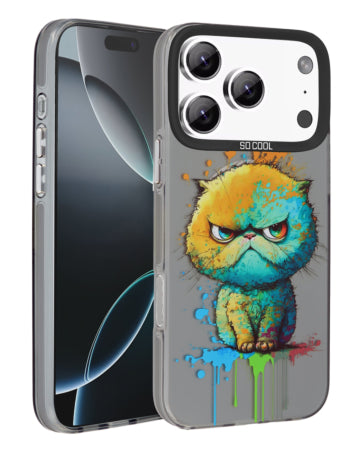 "Grumpy Splash" Cat Edition – Vibrant Watercolor Art Case For iPhone 17 Pro