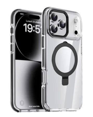 MagSafe Kickstand Hybrid Armor Case with Camera Shield and Reinforced Bumpers For iPhone 17 Pro Max - Black