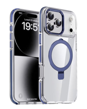 MagSafe Kickstand Hybrid Armor Case with Camera Shield and Reinforced Bumpers For iPhone 17 Pro Max - Blue