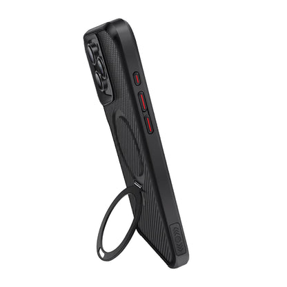 TRUSMI CF01 iPhone Series Carbon Fiber with 360° Rotating Kickstand Magnetic Phone Case For iPhone 17