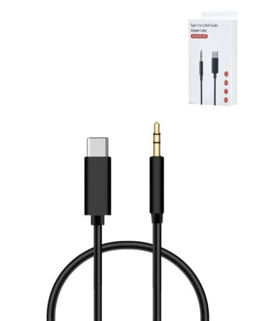 USB C-AUX 3.5mm Headphone Jack Cable (BLACK) 1 Meter