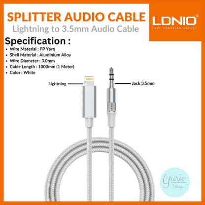 LDNIO Lightning to 3.5mm AUX Audio Adapter (6ft)