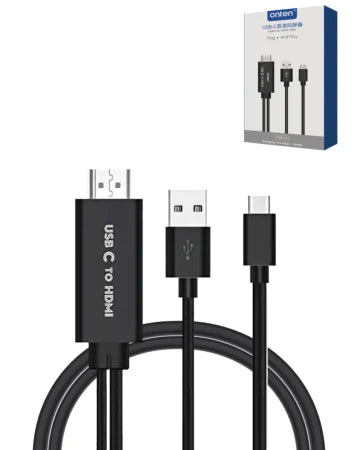 Onten Display Cable for USB-C to HDMI with USB Charge (2K@30hz)