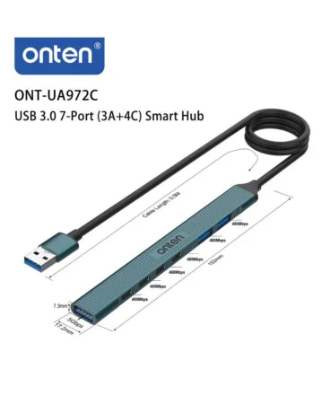 Onten 7 in 1 USB Expander (USB 3.0 + 2x USB 2.0 + 4x USB C)